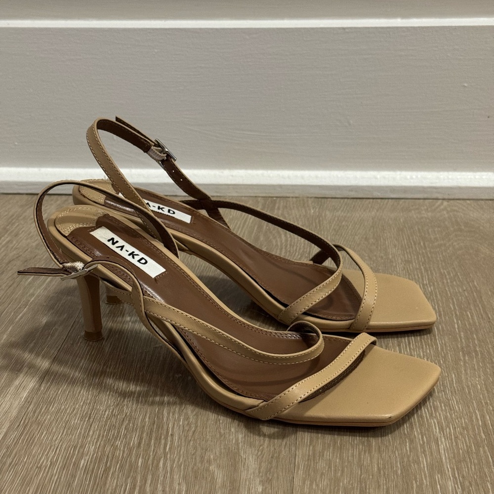 NA-KD Tan Strappy Heels